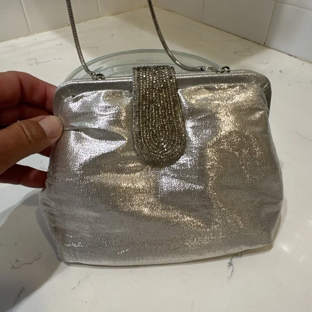 Vintage Sparkly Silver La Regale Shoulder Bag Purse - Picture 1 of 11